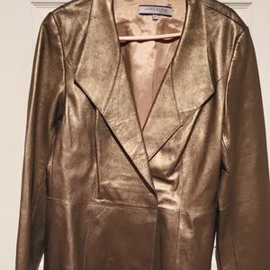 Anne Klein Metallic Leather Lined Suit Jacket